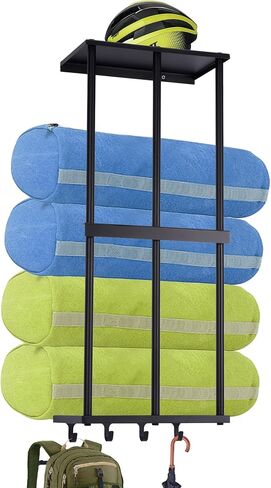 Camping Chair Storage, Camping Chair Organizer for Garage Storage, Metal Camping Chair Wall Storage Holder, Floating Shelf with 4 Hooks for Garage Organization in Kuwait