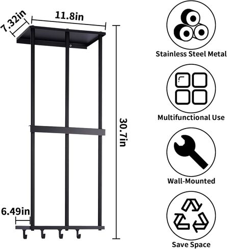 Camping Chair Storage, Camping Chair Organizer for Garage Storage, Metal Camping Chair Wall Storage Holder, Floating Shelf with 4 Hooks for Garage Organization in Kuwait