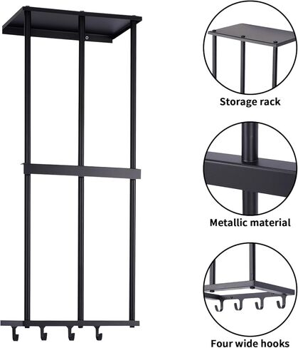 Camping Chair Storage, Camping Chair Organizer for Garage Storage, Metal Camping Chair Wall Storage Holder, Floating Shelf with 4 Hooks for Garage Organization in Kuwait