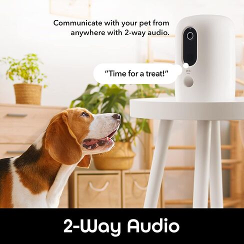 Geeni Pet Treat Dispenser with Camera - 2K HD WiFi Enabled, Dog and Cat Automatic Smart Feeder, Two-Way Audio, Night Vision, Auto-Follow, Remote Access with App, Alexa and Google Compatible, White in Saudi Arabia
