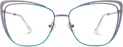Zeelool Non-prescription Clear Lens Eyeglasses for Women Metal Cat Eye Frame Eyewear with Glitter JGM182863 in Saudi Arabia