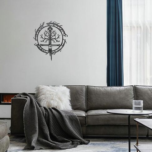 Jefuzh Lord Metal Wall Decor The Rings Metal Wall Art Decor for Home Decoration Large LOTR Sword Art Decor Lord Gift for LotR Fans Housewarming Gift (15.7" x 13.3" Large, Black Iron Vein) in Kuwait