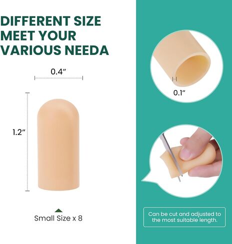 Welnove Gel Toe Cap and Protector - 12-Pack Aloe Vera Extract Infused Silicone Toe Covers - Toe Cushions for Pain Relief, Missing or Ingrown Toenails, Corns, Calluses, Blisters (4L + 8M, Clear) in Saudi Arabia