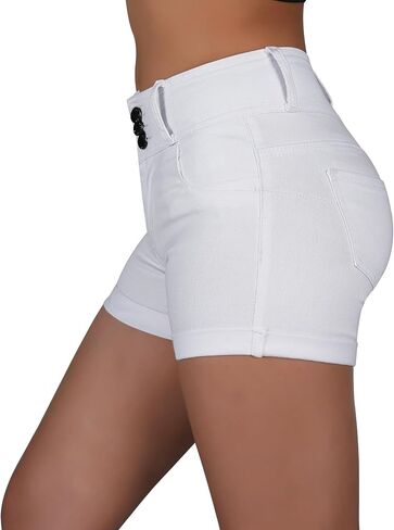 roswear Women's High Waisted Stretchy Jean Shorts Curvy Butt Lifting Rolled Hem Denim Shorts in Saudi Arabia