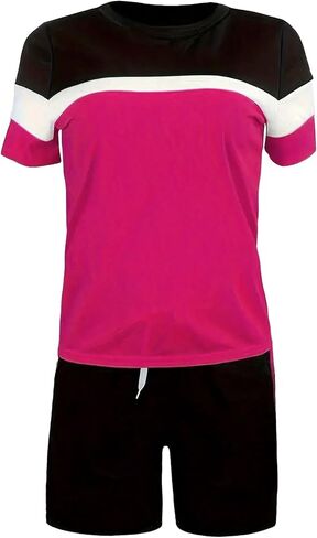 SOLY HUX Women's Plus Size 2 Piece Outfits Color Block Short Sleeve T Shirt and Shorts Set in Saudi Arabia