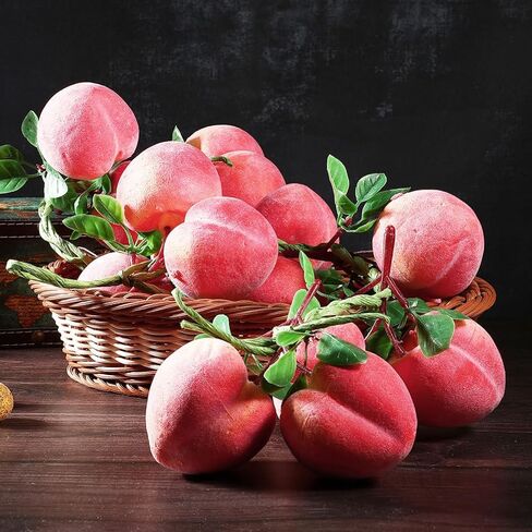 Luxshiny 3pcs قلادة الخوخ الاصطناعي، وهمية محاكاة الخوخ سلسلة الاصطناعي الفاكهة واقعية الزخرفية الغذاء صور الدعائم لديكور المنزل المطبخ الطرف in Kuwait