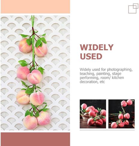 Luxshiny 3pcs قلادة الخوخ الاصطناعي، وهمية محاكاة الخوخ سلسلة الاصطناعي الفاكهة واقعية الزخرفية الغذاء صور الدعائم لديكور المنزل المطبخ الطرف in Kuwait