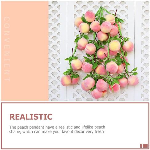 Luxshiny 3pcs قلادة الخوخ الاصطناعي، وهمية محاكاة الخوخ سلسلة الاصطناعي الفاكهة واقعية الزخرفية الغذاء صور الدعائم لديكور المنزل المطبخ الطرف in Kuwait