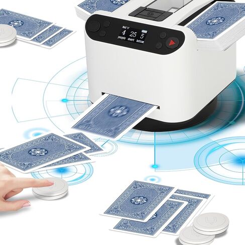 موزع بطاقات أوتوماتيكي وموزع بطاقات 2 في 1، 2 طابق مع جهاز تحكم لاسلكي يدور 360 درجة، هادئ للغاية، قابل لإعادة الشحن، يعمل مع UNO، بيتزا جبن الماعز تاكو كات، خمسة تيجان، صفقة مونوبولي، إلخ in Kuwait