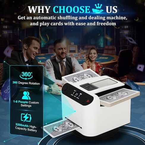 موزع بطاقات أوتوماتيكي وموزع بطاقات 2 في 1، 2 طابق مع جهاز تحكم لاسلكي يدور 360 درجة، هادئ للغاية، قابل لإعادة الشحن، يعمل مع UNO، بيتزا جبن الماعز تاكو كات، خمسة تيجان، صفقة مونوبولي، إلخ in Kuwait