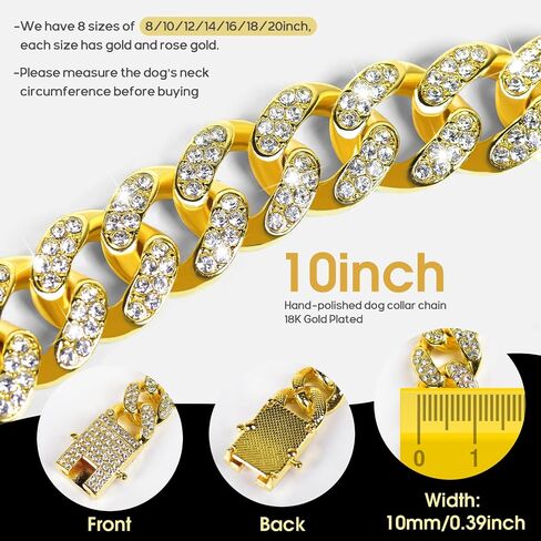 Dog Chain Collar Diamond Link Dog Collar Walking Dog Necklace Metal Cat Chain with Secure Buckle Pet Crystal Collar for Small Medium Large Dogs Cats (Pink, 16 Inch) in Saudi Arabia
