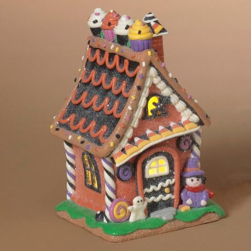 One Holiday Way 8-Inch Purple Lighted Clay Dough Haunted Halloween Gingerbread House Tabletop Decor Figurine – Halloween Village Houses Fairy Garden Decoration Home Decor in Saudi Arabia
