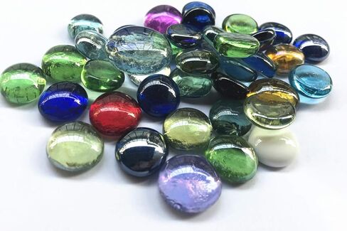 حجر أحجار كريمة زجاجية، 4 رطل (4 رطل) حصى مسطحة من الرخام لحشو المزهرية، ديكور حشو حوض السمك، ديكور الحفلات (حوالي 350 قطعة) (ألوان متنوعة) in Kuwait