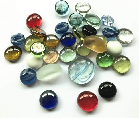 حجر أحجار كريمة زجاجية، 4 رطل (4 رطل) حصى مسطحة من الرخام لحشو المزهرية، ديكور حشو حوض السمك، ديكور الحفلات (حوالي 350 قطعة) (ألوان متنوعة) in Kuwait