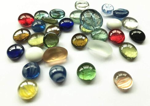 حجر أحجار كريمة زجاجية، 4 رطل (4 رطل) حصى مسطحة من الرخام لحشو المزهرية، ديكور حشو حوض السمك، ديكور الحفلات (حوالي 350 قطعة) (ألوان متنوعة) in Kuwait