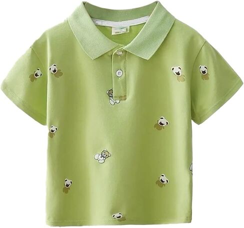 Boys Polo Shirt with Bear Printed, Short Sleeves, Kids Tshirt, in Kuwait