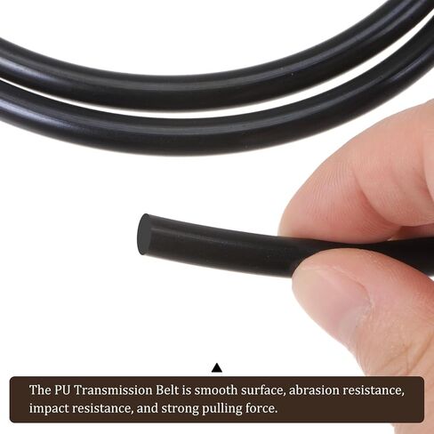 High-Performance Urethane Round Belting - [3.3ft(1m) Length x 5mm Diameter] PU Transmission Belt Polyurethane Belt for Drive Transmission Use, Black in Saudi Arabia