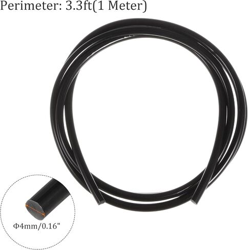 High-Performance Urethane Round Belting - [3.3ft(1m) Length x 5mm Diameter] PU Transmission Belt Polyurethane Belt for Drive Transmission Use, Black in Saudi Arabia