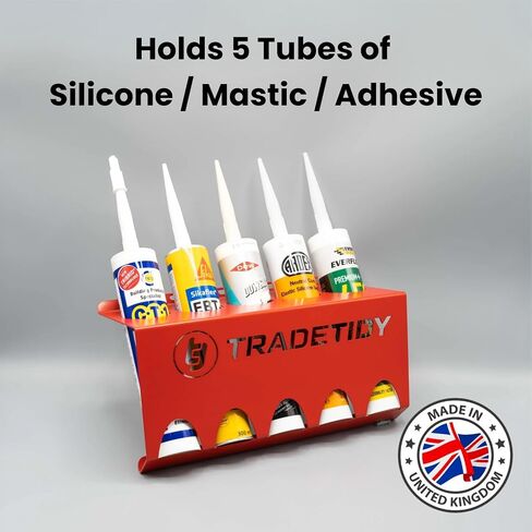 Silicone Caulk/Adhesive Holder, Red – Tough, Durable Finish, Rugged All-Steel Construction – caulk tube holder for Vans, Garages, Workshops – Rounded Safety Edges, 12.2"x 7.87"x 4.33" inches in Saudi Arabia