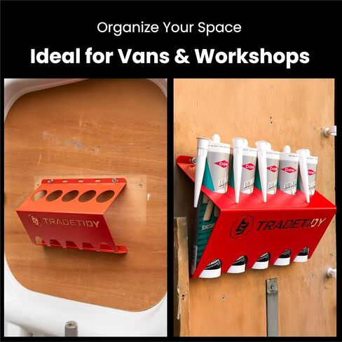 Silicone Caulk/Adhesive Holder, Red – Tough, Durable Finish, Rugged All-Steel Construction – caulk tube holder for Vans, Garages, Workshops – Rounded Safety Edges, 12.2"x 7.87"x 4.33" inches in Saudi Arabia