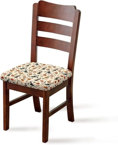 Cow Print Chair Seat Covers for Dining Room Chairs Set of 4,Brown Chair Seat Slipcovers Protector Kitchen Accessories Dining Chair Covers in Saudi Arabia