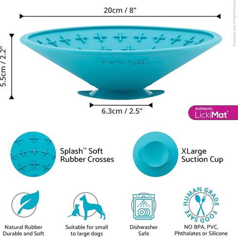 LickiMat Splash, Dog Slow Feeder Bowl Lick Mat, Boredom Anxiety Reducer, Sticks to Smooth Surface; Perfect for Food, Treats, Yogurt, or Peanut Butter. Fun Alternative to a Slow Feed Dog Bowl in Kuwait