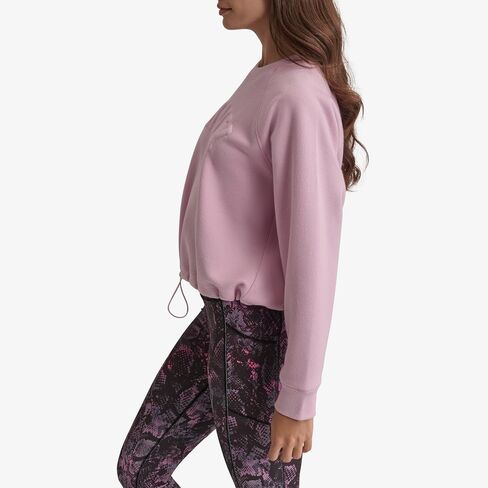 DKNY Women's Pullover Blouson Sleeve Varsity Puff Logo Fleece Sweatshirt in Saudi Arabia