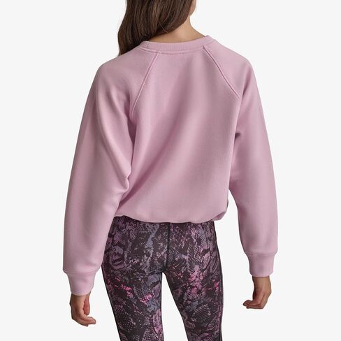 DKNY Women's Pullover Blouson Sleeve Varsity Puff Logo Fleece Sweatshirt in Saudi Arabia