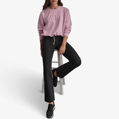 DKNY Women's Pullover Blouson Sleeve Varsity Puff Logo Fleece Sweatshirt in Saudi Arabia