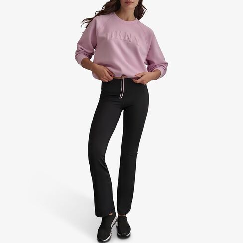 DKNY Women's Pullover Blouson Sleeve Varsity Puff Logo Fleece Sweatshirt in Saudi Arabia