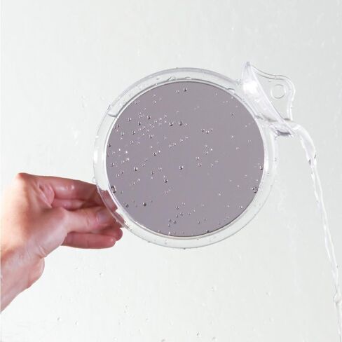 iDesign - مرآة حلاقة صغيرة خالية من الضباب 20301 مع ذراع مرن، مرآة بدون ضباب للحمام، طاولة الزينة، حوض الاستحمام، الجدار، 14 بوصة × 4.5 بوصة × 5.82 بوصة، بيضاء in Kuwait