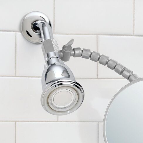 iDesign - مرآة حلاقة صغيرة خالية من الضباب 20301 مع ذراع مرن، مرآة بدون ضباب للحمام، طاولة الزينة، حوض الاستحمام، الجدار، 14 بوصة × 4.5 بوصة × 5.82 بوصة، بيضاء in Kuwait