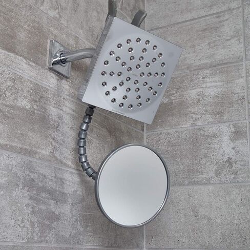 iDesign - مرآة حلاقة صغيرة خالية من الضباب 20301 مع ذراع مرن، مرآة بدون ضباب للحمام، طاولة الزينة، حوض الاستحمام، الجدار، 14 بوصة × 4.5 بوصة × 5.82 بوصة، بيضاء in Kuwait