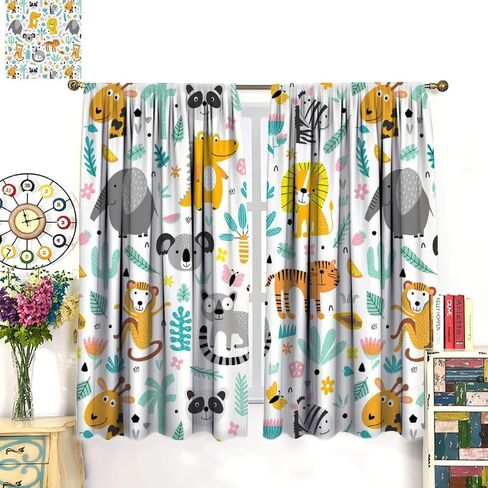 Cartoon Panda Curtains,Each Panel W21 x 45" L,Black White Cute Animal Window Treatments for Kids Child Bedroom Living Room Window Drapes 2 Panel Set,Total Size 42" x 45" in Kuwait