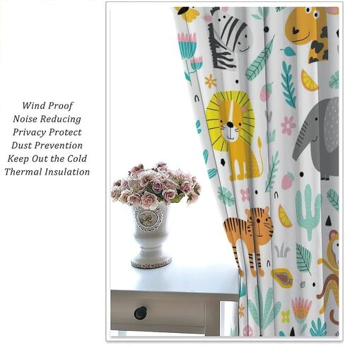 Cartoon Panda Curtains,Each Panel W21 x 45" L,Black White Cute Animal Window Treatments for Kids Child Bedroom Living Room Window Drapes 2 Panel Set,Total Size 42" x 45" in Kuwait