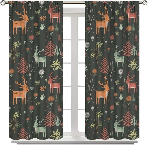 ستائر باندا كرتونية، كل لوحة W21 × 45 بوصة طول، أسود أبيض لطيف على شكل حيوانات علاجات نافذة للأطفال غرفة نوم الأطفال وغرفة المعيشة ستائر نافذة 2 مجموعة، الحجم الإجمالي 42 بوصة × 45 بوصة in Kuwait