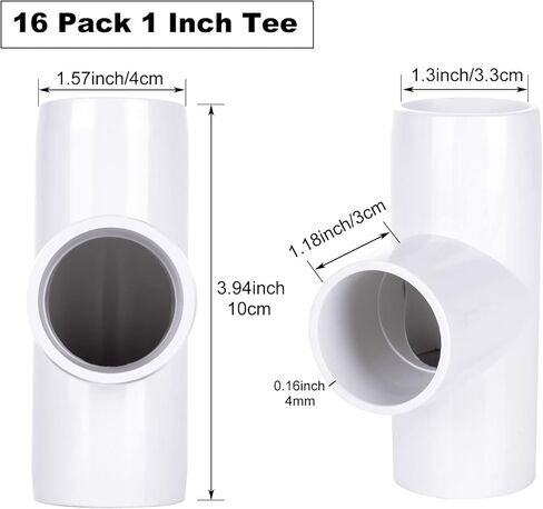 16 قطعة محول تركيب الأنابيب البلاستيكية مقاس 1 بوصة، موصل تجهيزات الأنابيب البلاستيكية ثلاثي الاتجاهات (المقبس × مقبس المقبس) تركيب الأثاث بدرجة SCH40 مناسب للاستخدام المنزلي أو الصناعي، أبيض in Kuwait