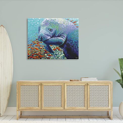 Stupell Industries Underwater Manatee Impressionist Canvas Wall Art, Design by Carolee Vitaletti in Saudi Arabia