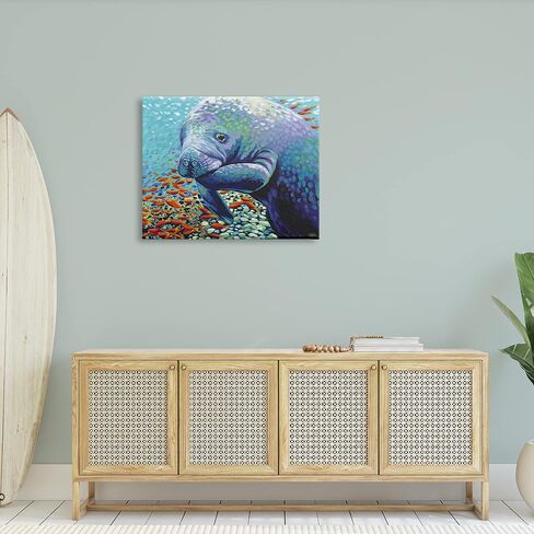 Stupell Industries Underwater Manatee Impressionist Canvas Wall Art, Design by Carolee Vitaletti in Saudi Arabia