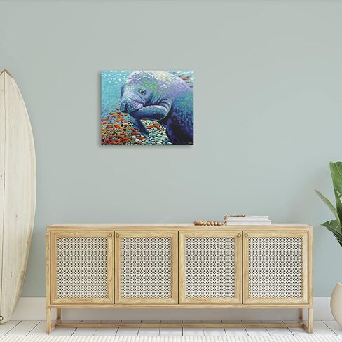 Stupell Industries Underwater Manatee Impressionist Canvas Wall Art, Design by Carolee Vitaletti in Saudi Arabia