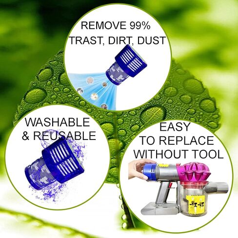 4Pack Pre Filter Replacement Compatible with Dyson Cordless V6 V7 V8 DC59 DC58 Vacuum Cleaners- Replaces Part for Dyson in Saudi Arabia