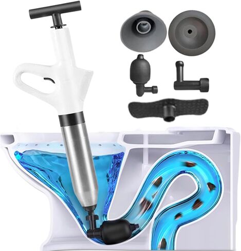 5 in 1 Toilet Plunger kit | Manual Toilet Snake Drain Clog Remover, Drain Cleaner & Hair Clog Remove | Air Plunger for Toilet for Kitchen Bathrooms Drains Bathtubs in Saudi Arabia