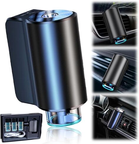 Smart Car Air Freshener Diffuser, Smart Car Air Freshener with Three Adjustable, Aromatizante para Carro Inteligente Intelligent Car Aroma (Diffuser，Silver) in Saudi Arabia