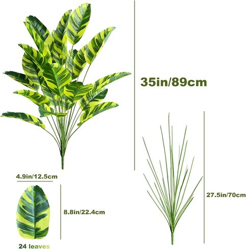 Artificial Bird of Paradise Plant 3.5Ft Fake Plants Banana Leaf Areca Palm Tree, No Need Styling Faux Tropical Palm Potted Tree for Indoors and Outdoors,Office and Home Decor (B Banana Leaf) in Saudi Arabia