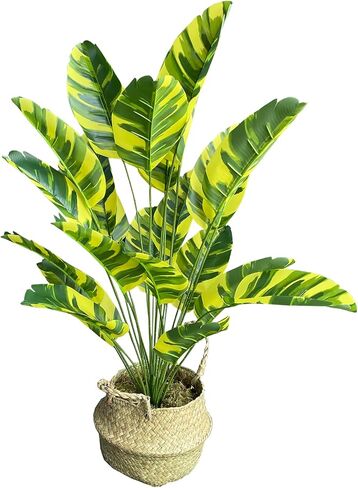 Artificial Bird of Paradise Plant 3.5Ft Fake Plants Banana Leaf Areca Palm Tree, No Need Styling Faux Tropical Palm Potted Tree for Indoors and Outdoors,Office and Home Decor (B Banana Leaf) in Saudi Arabia
