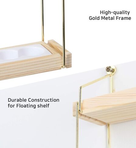 J JACKCUBE DESIGN رف عرض الزيوت العطرية على الحائط مع 5 طبقات لحامل 70 زجاجة وإطار ذهبي ومنظم رف خشبي - MK482B in Kuwait