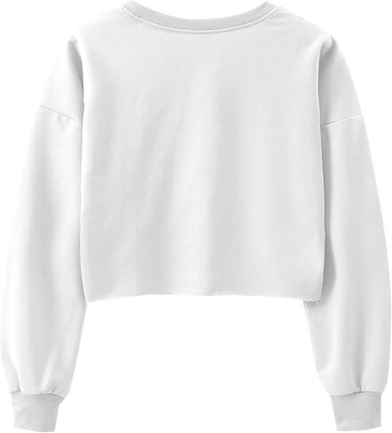 Hilinker Womens Graphic Long Sleeve Cropped Sweatshirt Crewneck Pullover Crop Top in Saudi Arabia