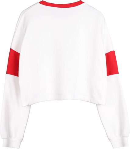 Hilinker Womens Graphic Long Sleeve Cropped Sweatshirt Crewneck Pullover Crop Top in Saudi Arabia
