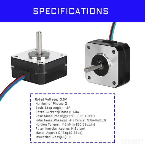 Nema 17 Stepper Motor 2000steps/rev 760mNm(107.62oz.in) High Torque Bipolar 2.1A/2.73V/1.8Ω Low Impedance 42 Motors 1.8 Deg 2 Phase 4 Lead for 3D Printer CNC Milling Machine, 59MM/2.33inch in Kuwait