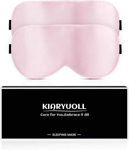 Silk Sleep Mask, 2 Count (Pack of 1) 100% Mulberry Silk Fabric with Adjustable Strap for Sleeping, Light Blocking Gifts in Saudi Arabia